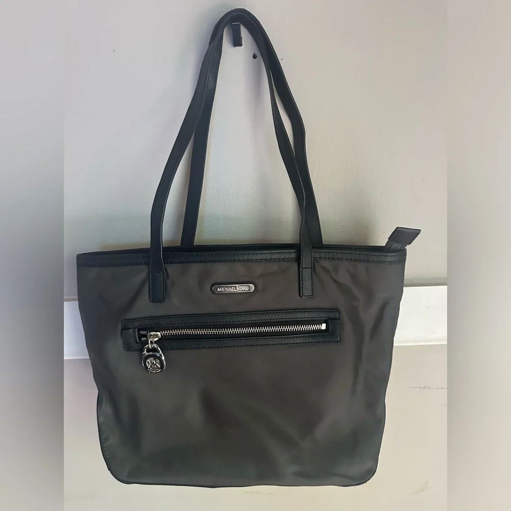 MICHAEL Michael Kors Black Nylon Tote with Front Zip Pocket